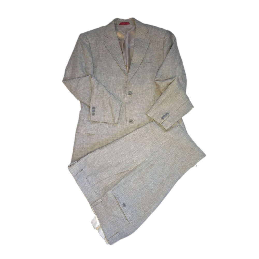 John Barritt Italy "Puro Lino" 100% Pure Linen Men's Suit Beige Sand EU 48/US 38